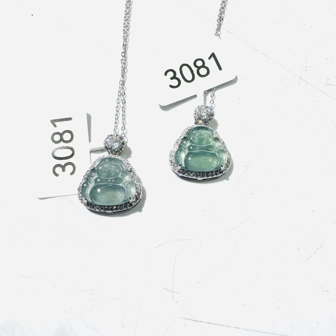 S925银天然A货翡翠冰蓝水佛公（多样性发一）3081