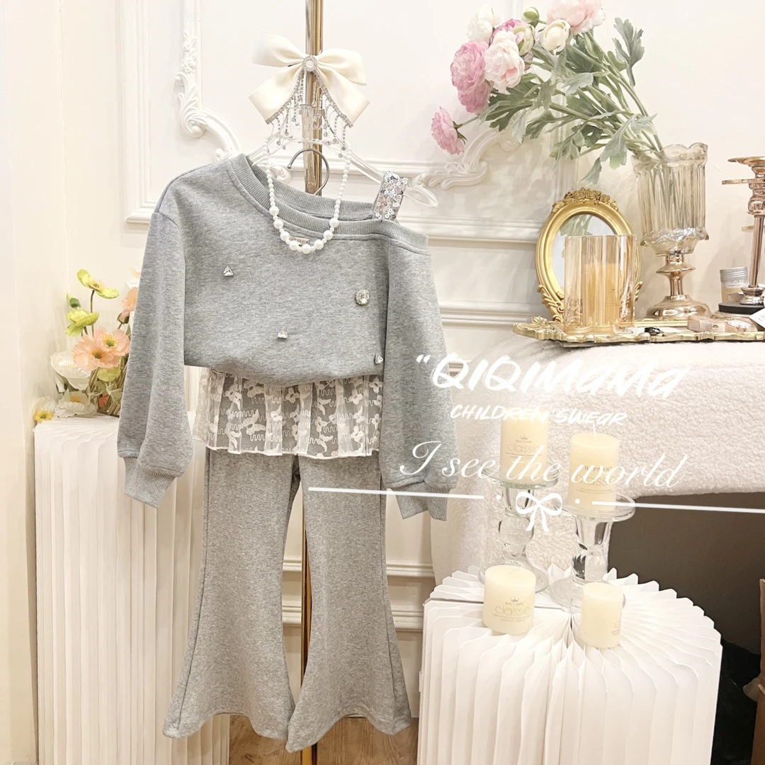 【QI奇妈】女童精致时尚淑秋儿童高定气质小香风洋气套装Q0335