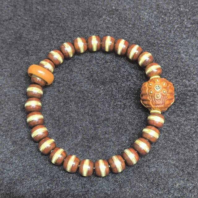 【地主专属】7 G83624-紫金鼠象神的秘密单圈手串-9mm