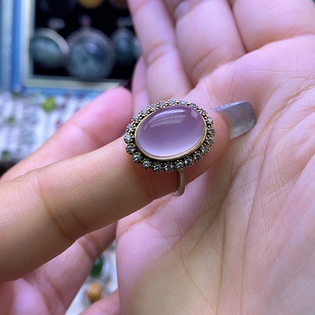 萤石戒指银S925镶嵌