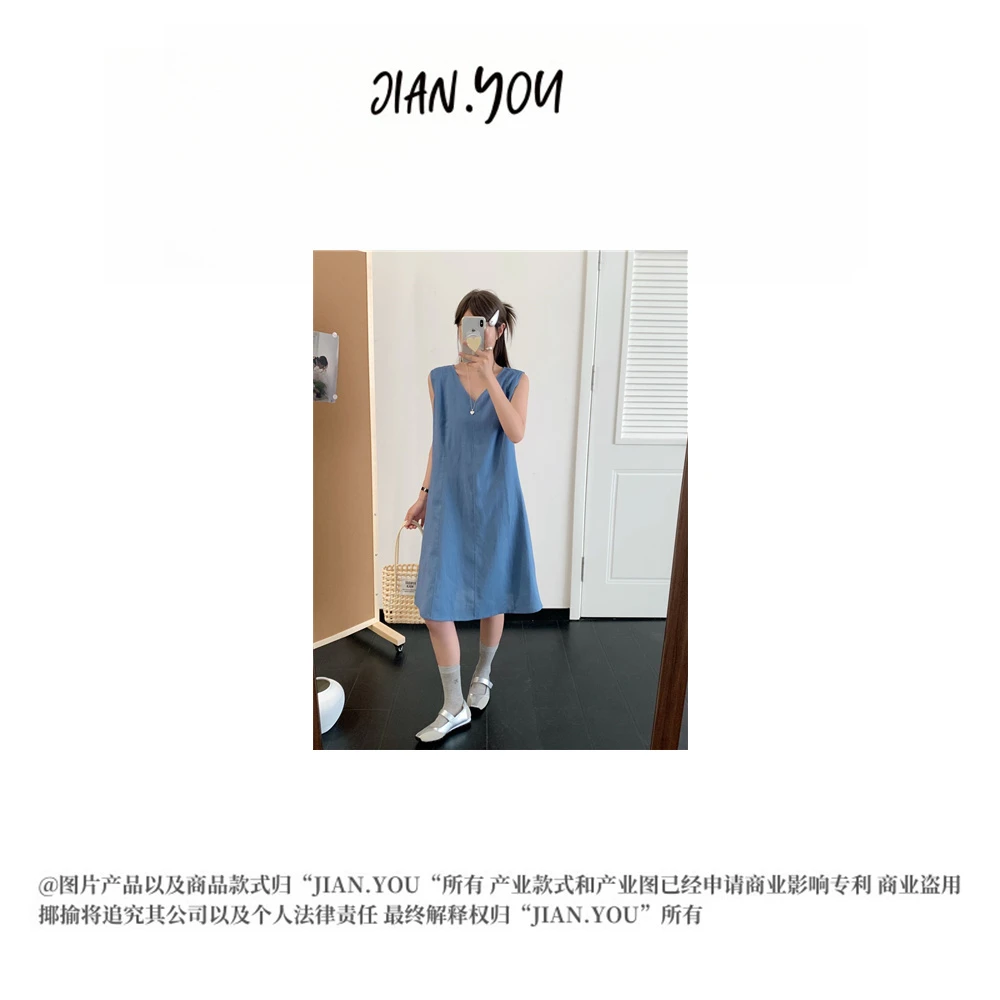 [品袖小物语]25夏新款女拼接天丝亚麻简约连衣裙MW-A2178