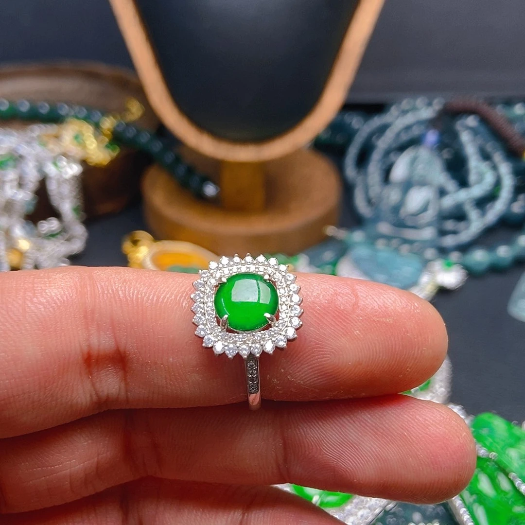 翡翠戒指银S925镶嵌438吊坠