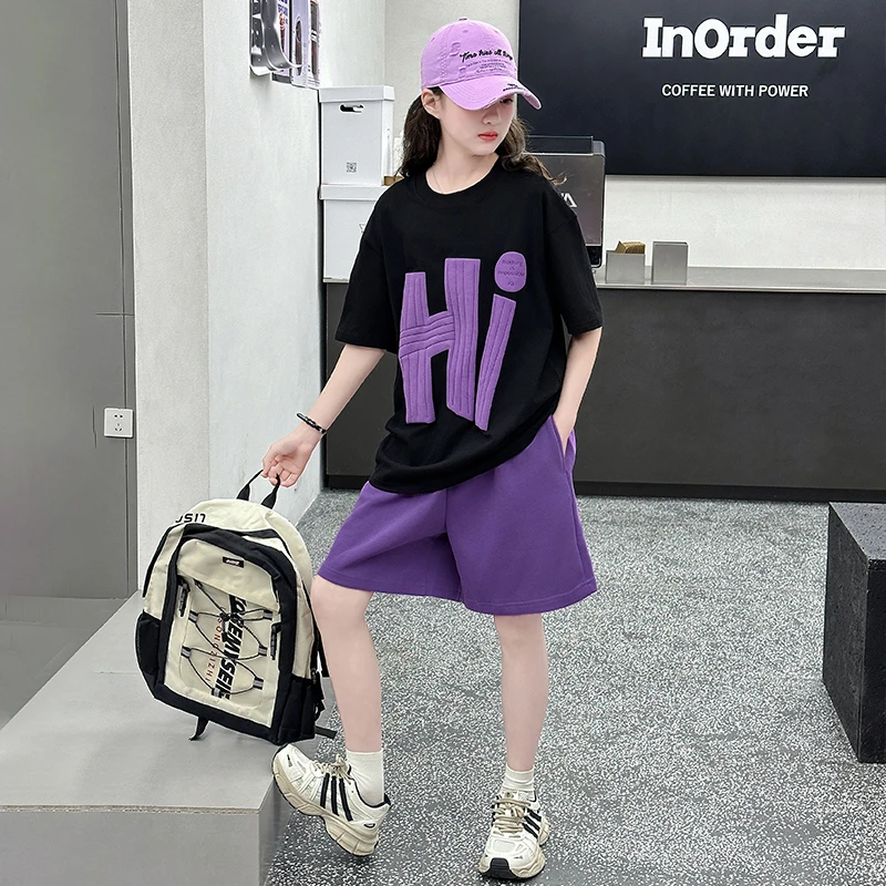 【童衣库】儿童装女童夏装T恤2025新款中大童夏季条纹薄款衣服时髦