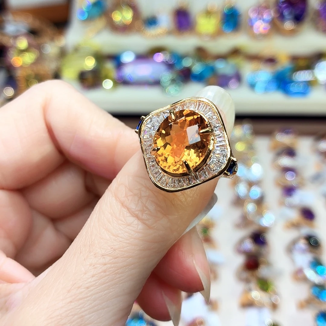 戒指银S925镶嵌黄晶