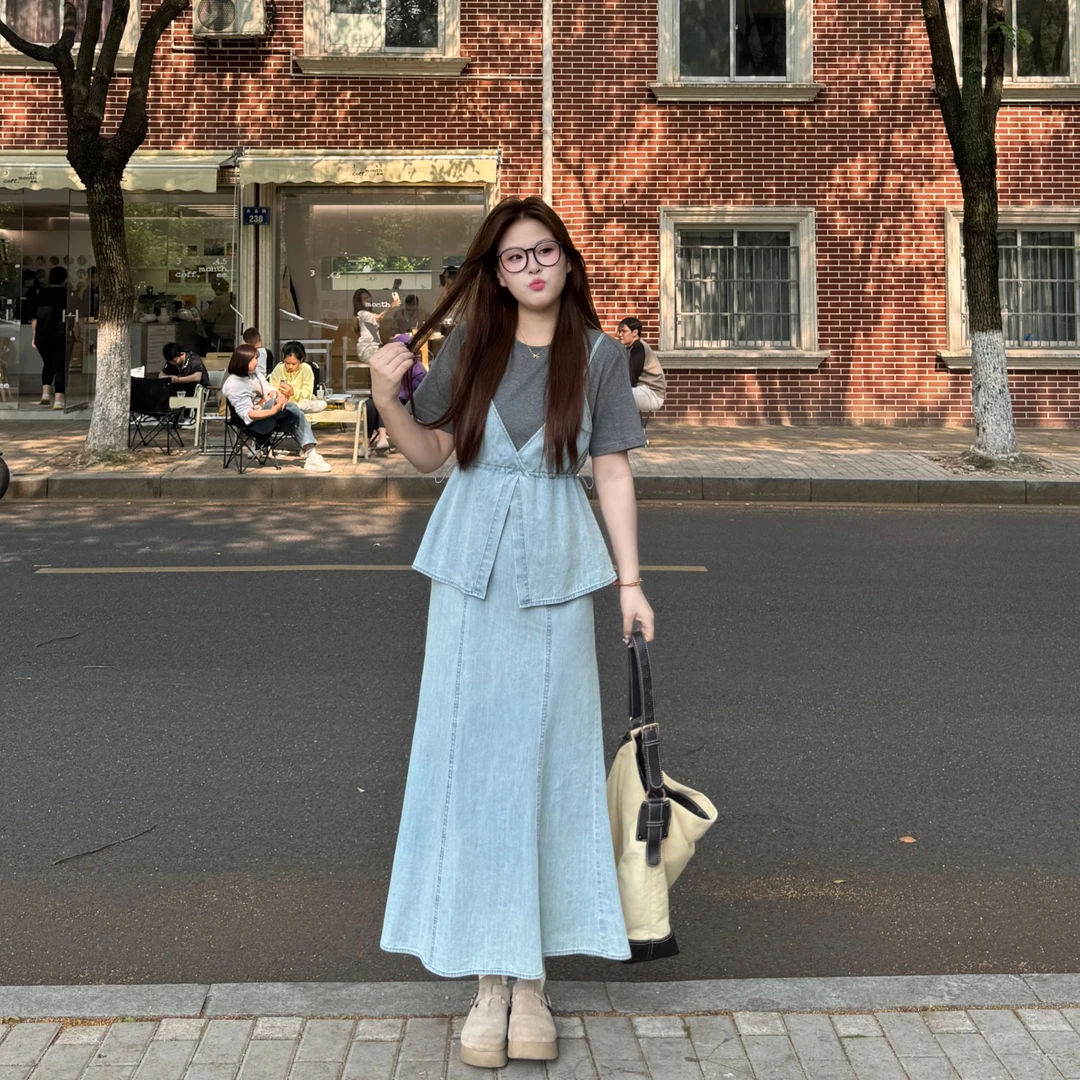 敏敏&南岛风大码女装拼接设计感连衣裙夏季胖mm显瘦长裙子ZYY1609