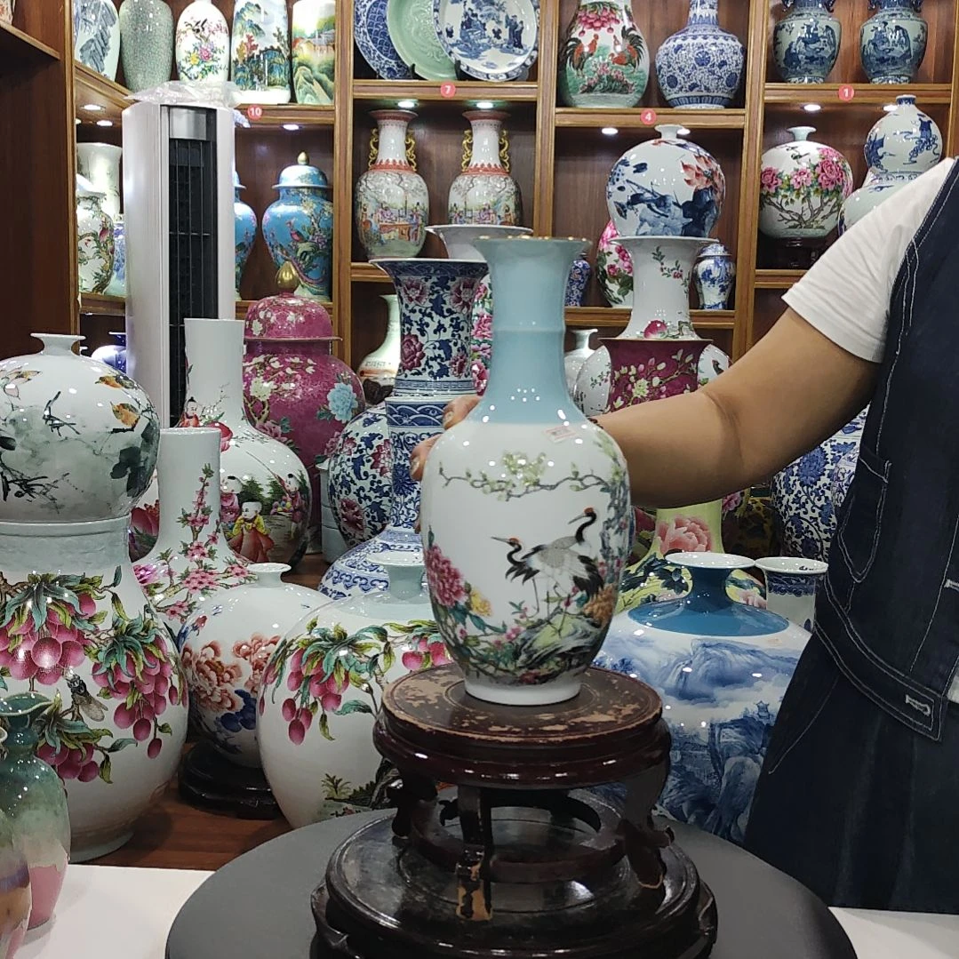 荒***野瓷片景德镇陶瓷花鸟瓶