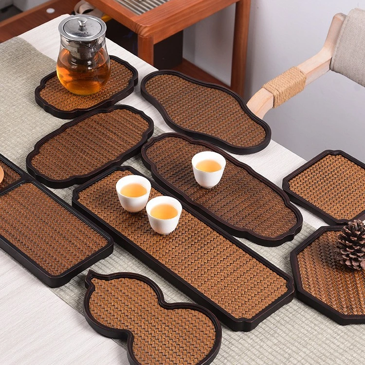 中式复古竹制小茶盘席面家用托盘壶承果盘古典茶具小型干泡台茶道