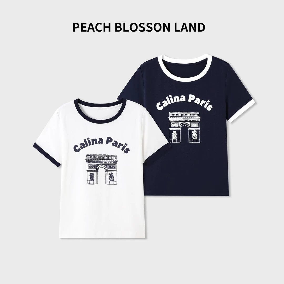 贺 高级定制女士字母圆领休闲短袖T恤SS23144