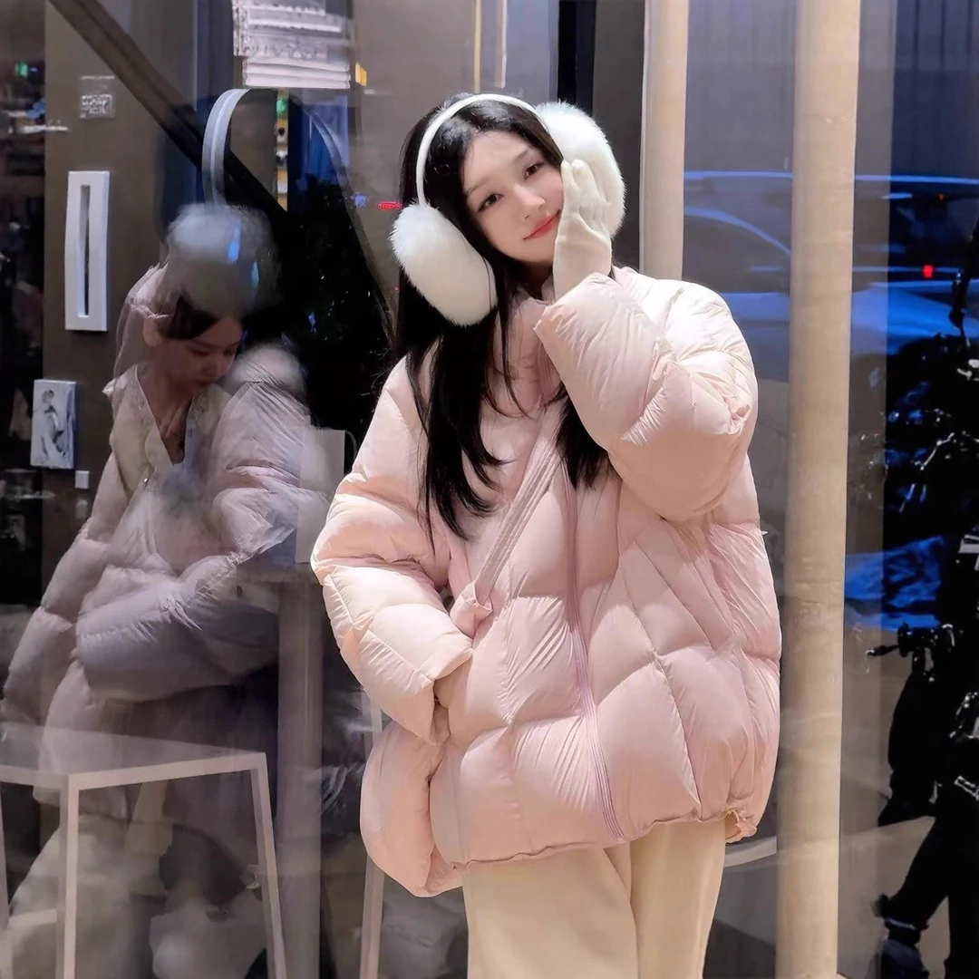 2025秋冬新款泡芙羽绒服90白鸭绒中长款外套女保暖