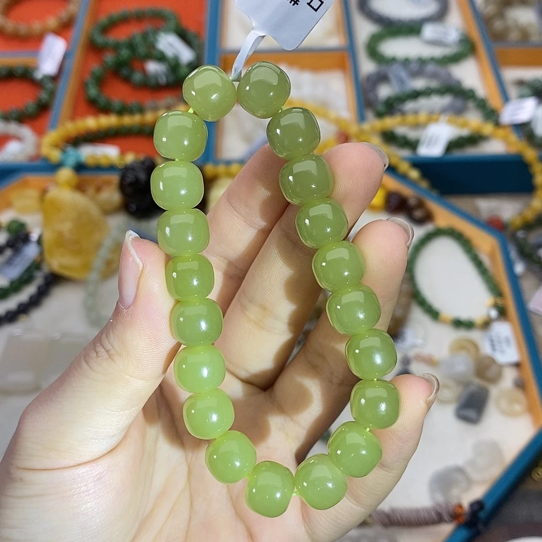 和田玉未镶嵌手链w15新疆冰黄口9*10