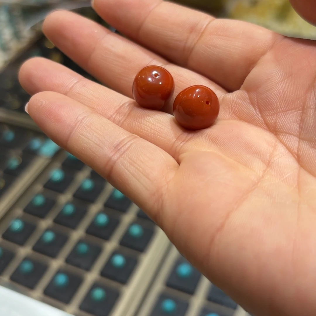 银***鹿小红珠一对高货精选全品