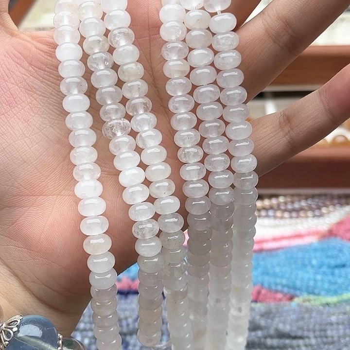 未镶嵌玛瑙/玉髓珠宝半成品一条8mm左右安哥拉水晶算盘珠