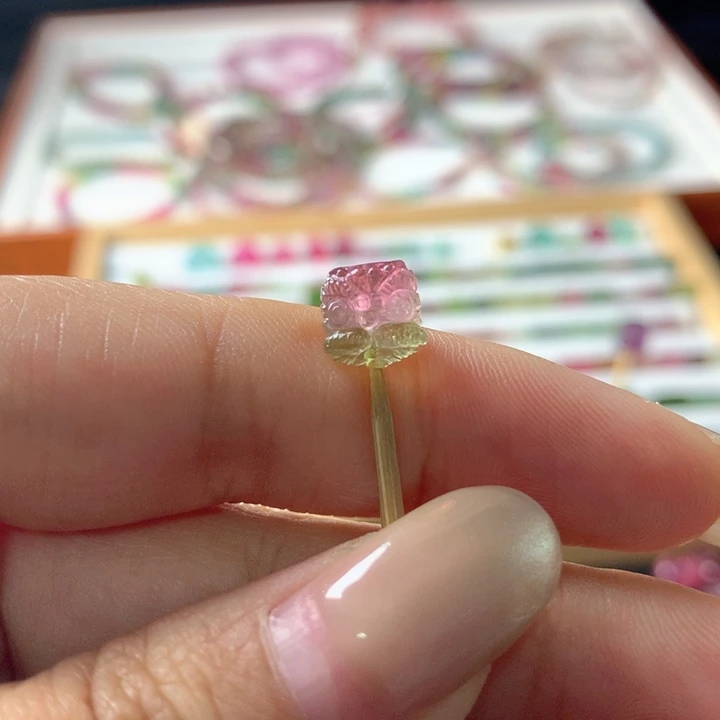 未镶嵌手链碧玺粉绿醒狮