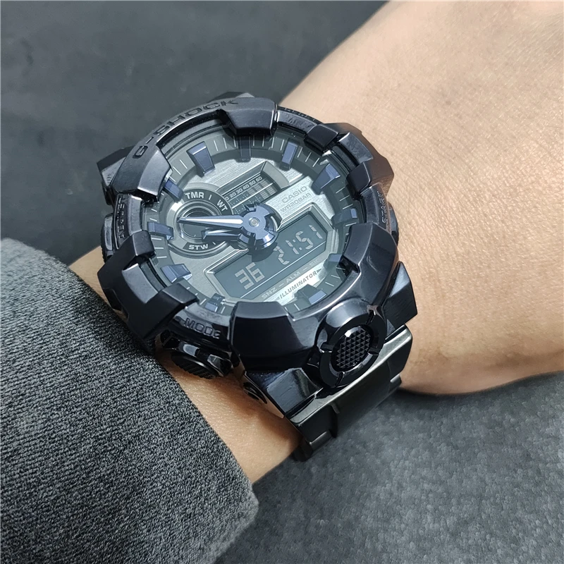 适配卡西欧GM-700表带G-SHOCK卡西欧GM700P金属实心钢带表链配件