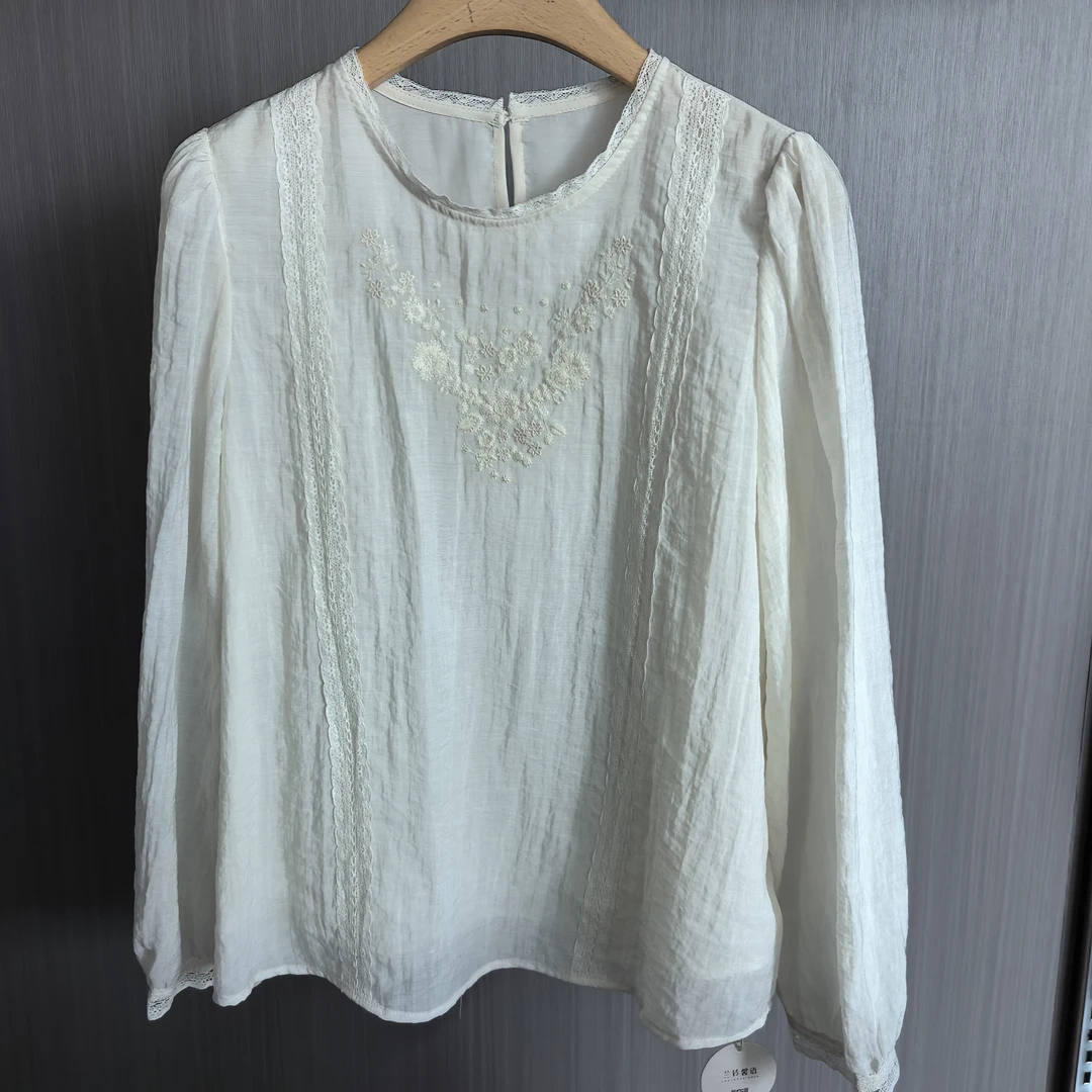 馨语家春款上新重工刺绣衬衫温柔甜美气质百搭
