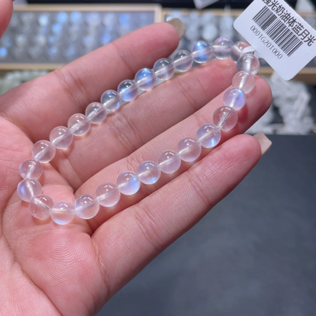 哞***咯未镶嵌手链长石蓝月光手链7mm