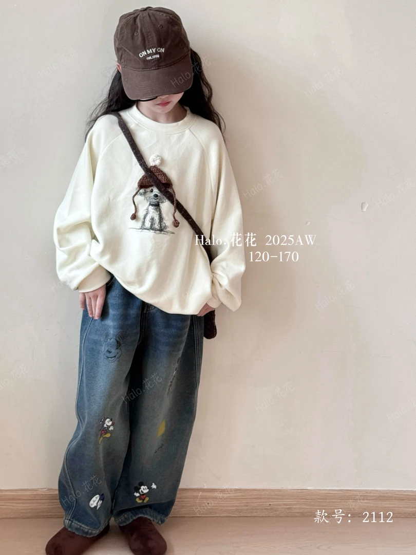【实体店】【发热衣】【暖而不闷】圣诞帽小狗松弛感时尚卫衣T2112