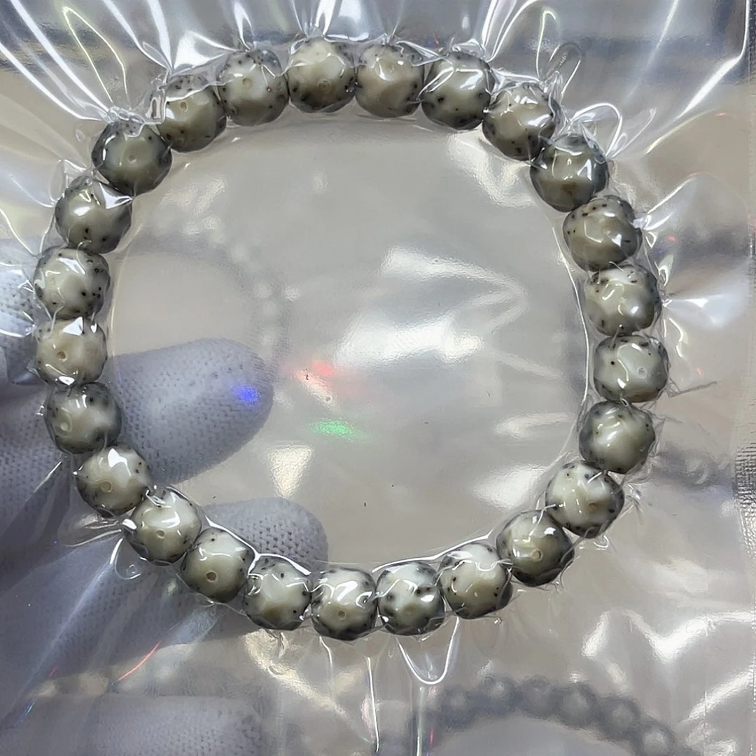 星月菩提手串9m手工无相全玉化大留白