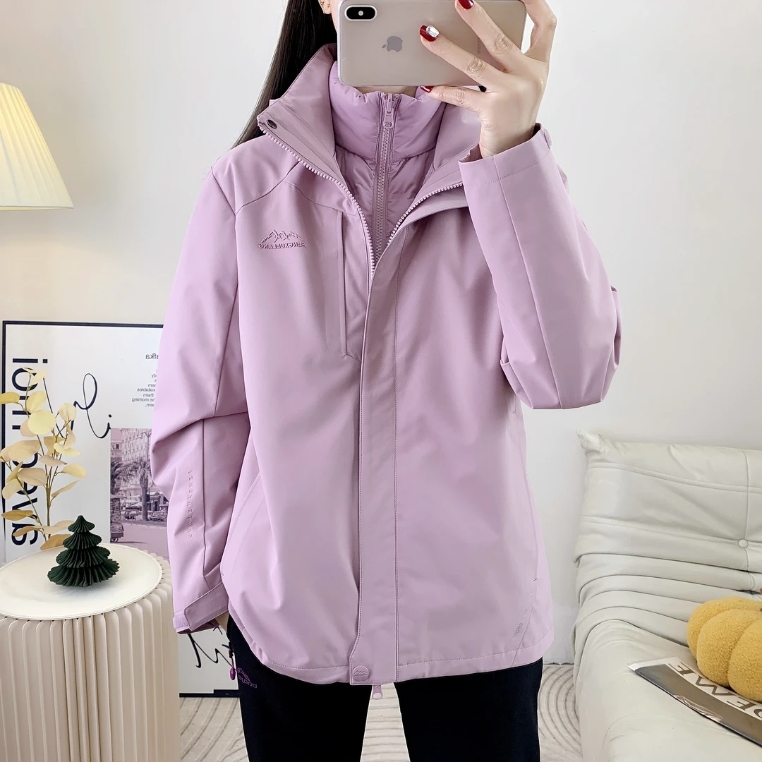 风雪狼羽绒服内胆冲锋衣女三合一可拆卸两件套防风保暖户外外套