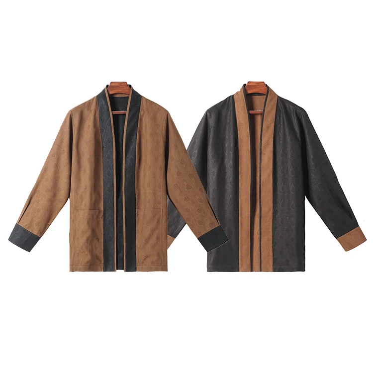 99160 男士双面穿对襟直领外套 桑蚕丝绞罗香云纱新中式复古上衣