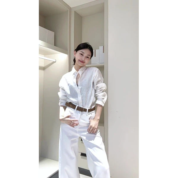 2025新款拉夫小马标骑士标亚麻休闲衬衫宽松通勤亚麻衬衣裤子套装