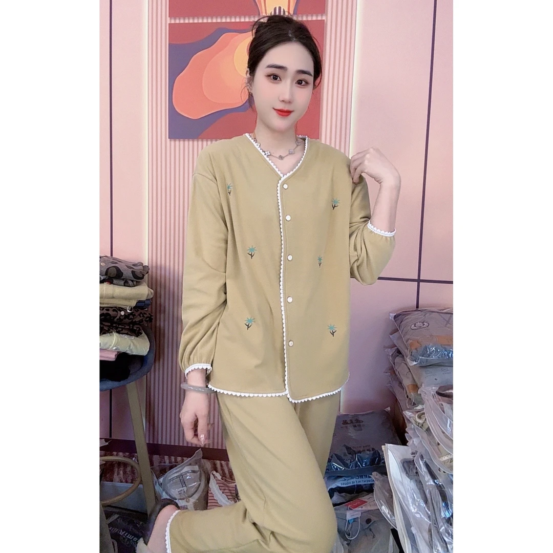 睡衣女冬季新款德绒长袖长裤韩版甜美时尚休闲家居服套装（奶酪黄）