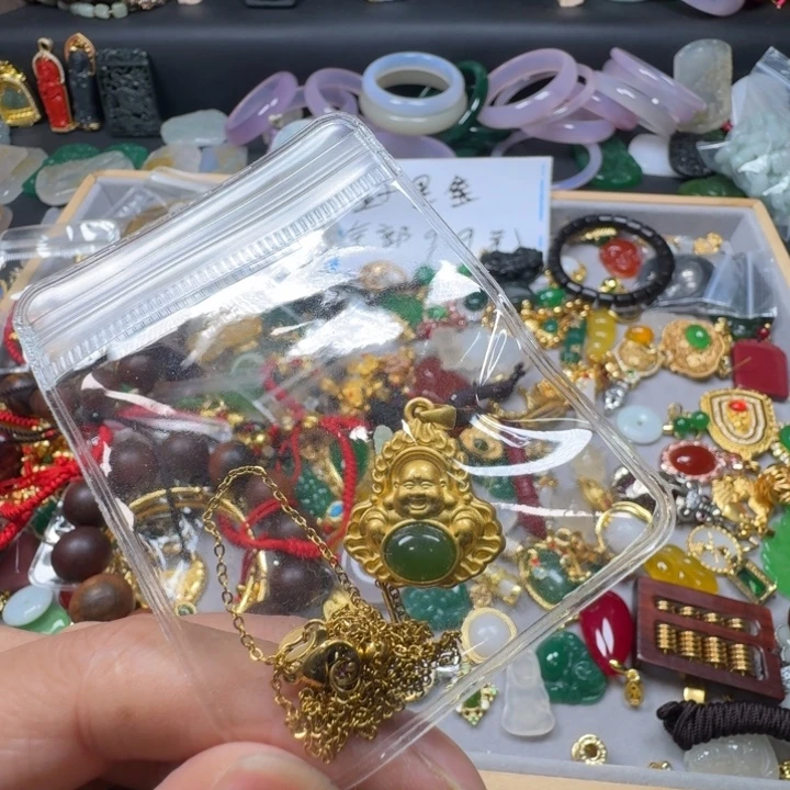 口***涂和田玉合金颈饰大肚佛吊坠