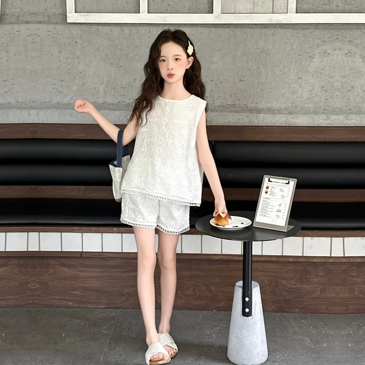 女童蕾丝短裤套装夏季韩版女孩两件套中大儿童休闲童装衣服夏装