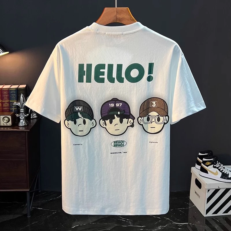 MR.MUDI/穆迪先生夏季男士短袖t恤新款刺绣字母打底衫宽松休闲T恤