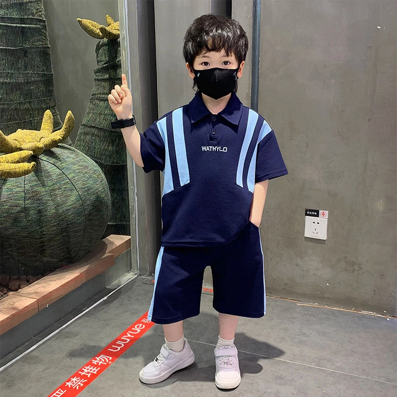 男童条纹polo衫套装潮童中小童夏新夏装男生舒服搭配韩范网红薄款