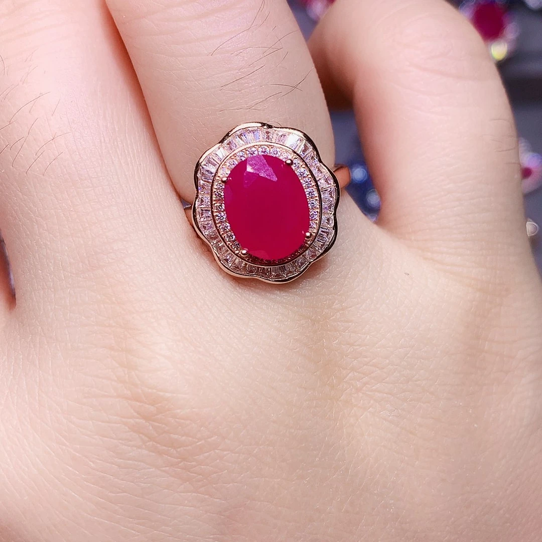 银S925镶嵌戒指红宝石