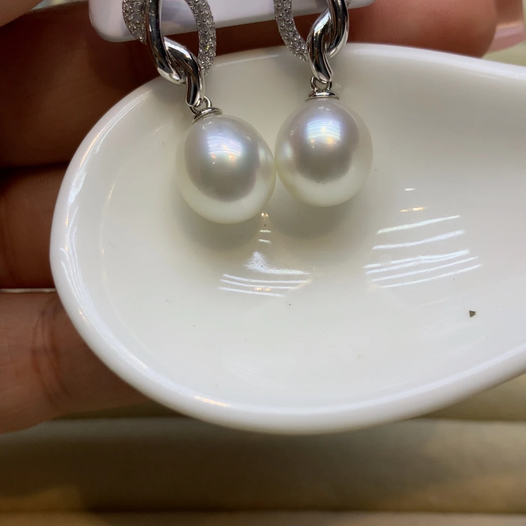 银S925镶嵌耳饰海水珍珠
