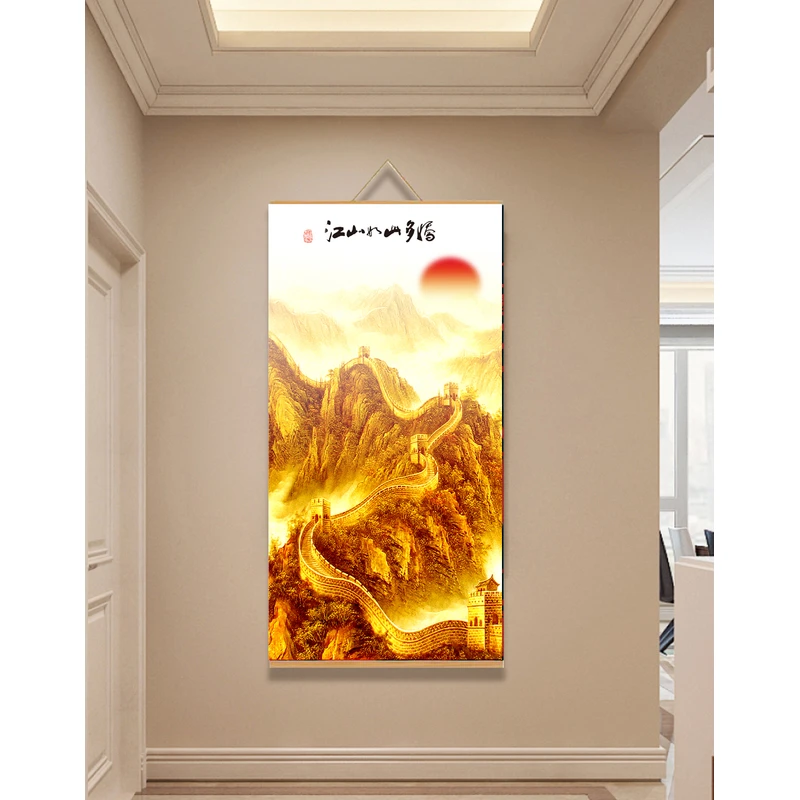 【508金色长城】60x120cm现代简约挂轴装饰画办公室家居装饰画