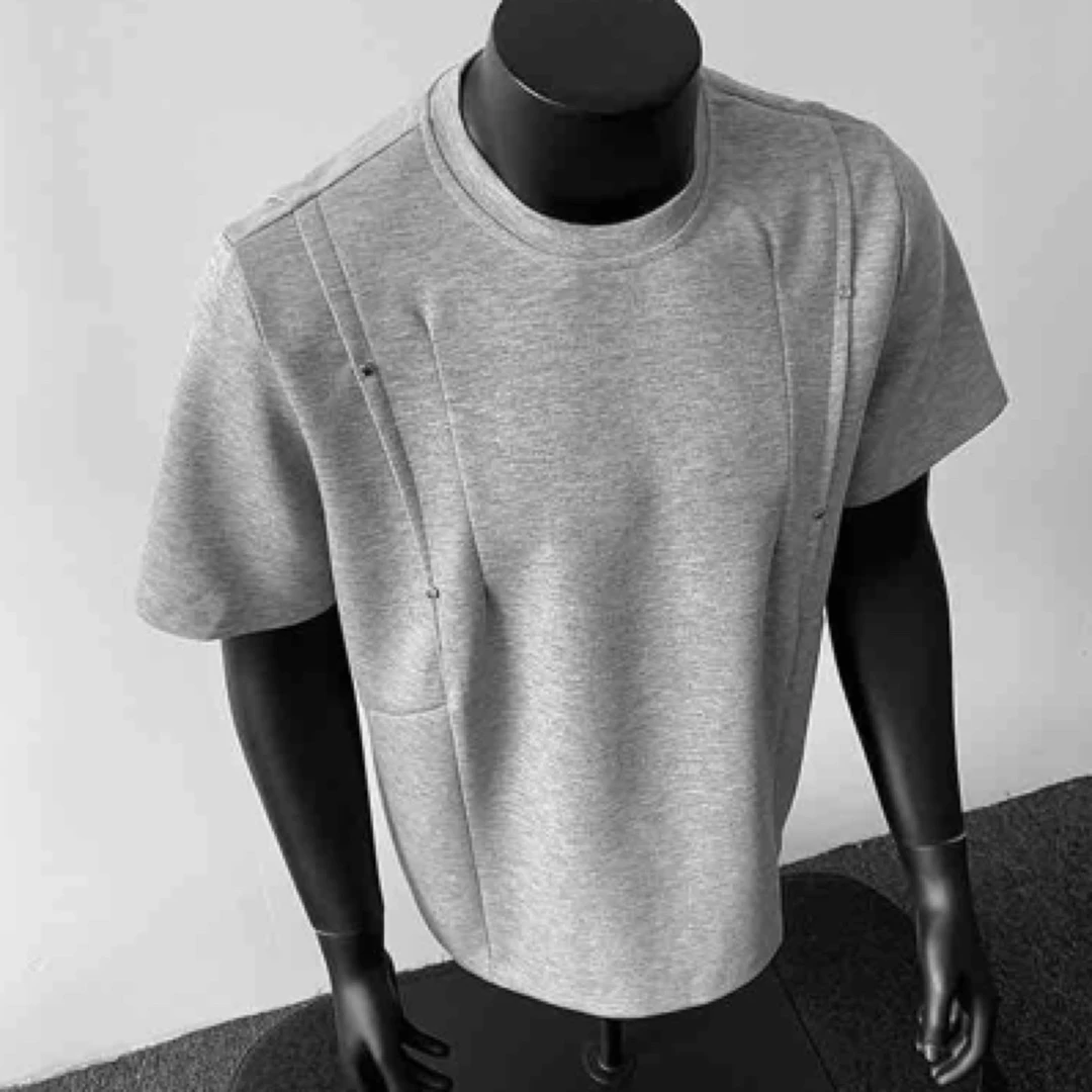 夏季美式复古解构铆钉圆领休闲短袖T恤半袖上衣情侣款宽松百搭