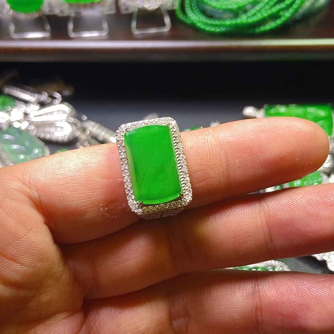 翡翠戒指银S925镶嵌787戒指