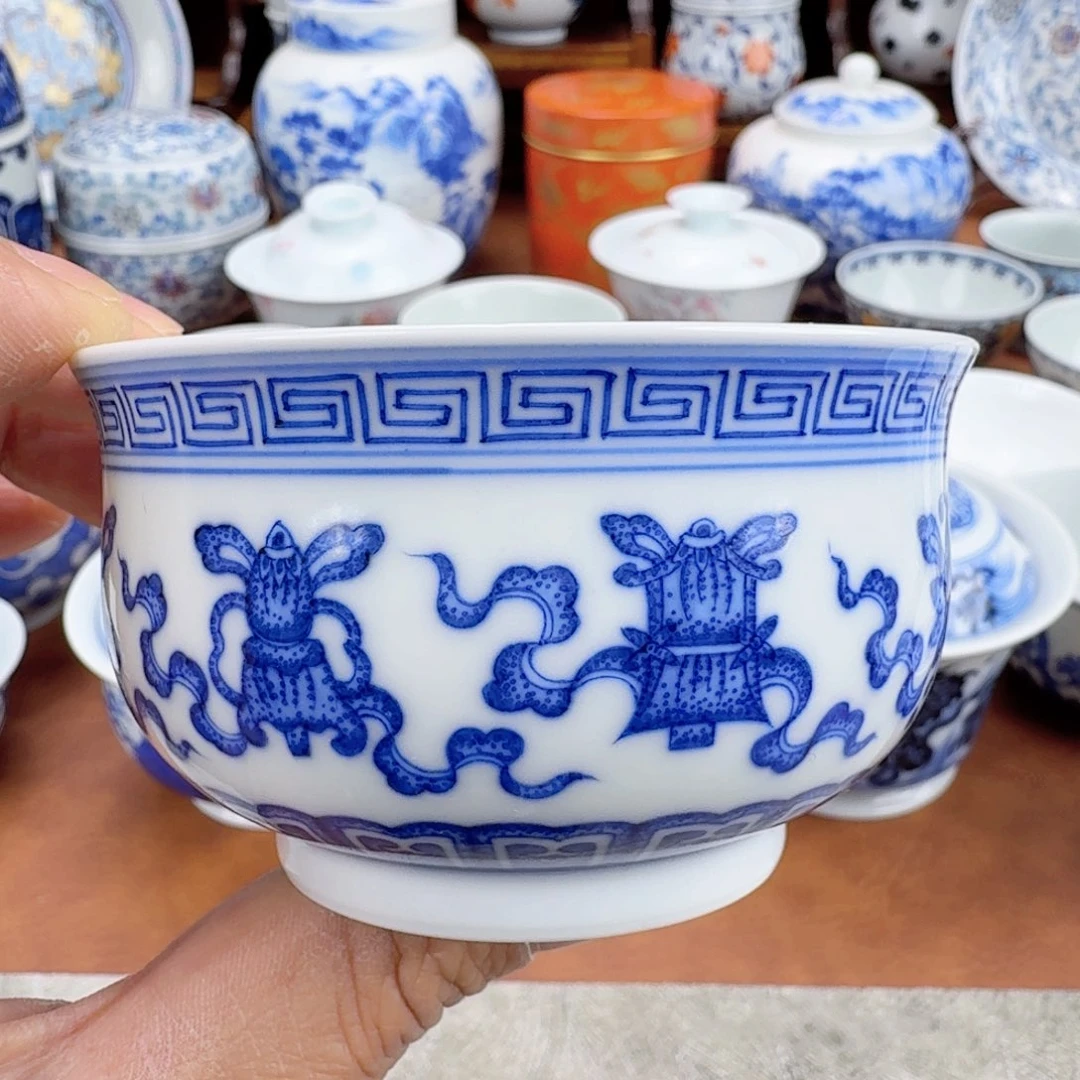 摆件陶瑕疵青花单杯