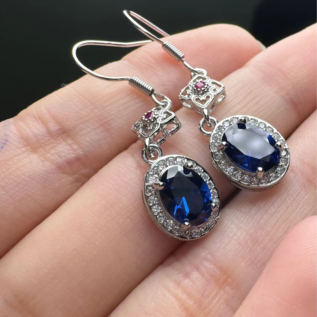 合成(培育)尖晶石气质时尚-精工合金培育耳饰721