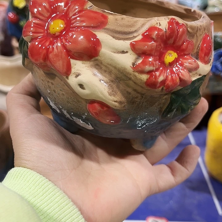 瓷片花盆多肉植物艺术品