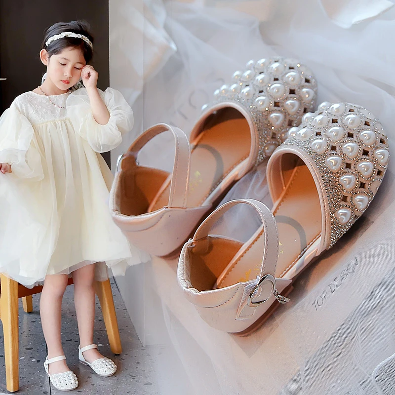 女童潮款半包凉鞋2025夏季新款儿童软底珍珠爱莎公主鞋女宝半凉鞋