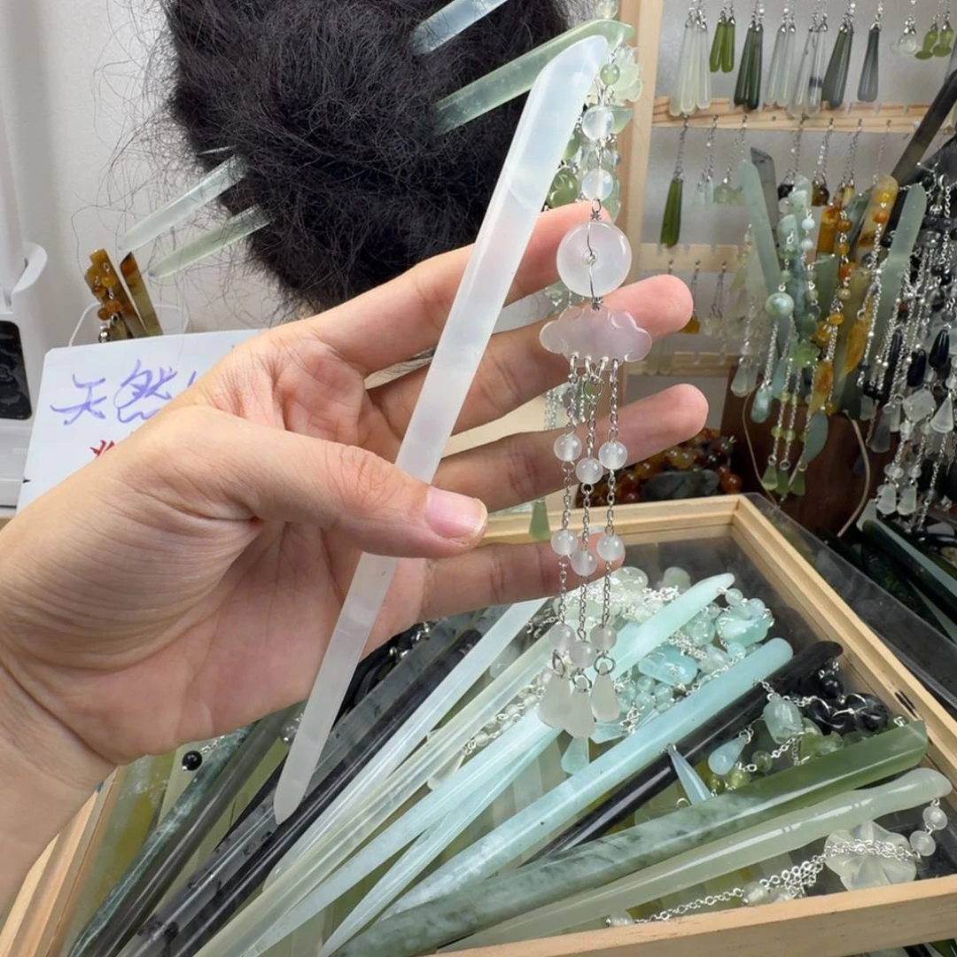 蛇纹石玉合金发饰