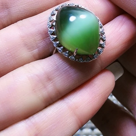 和田玉银S925镶嵌戒指