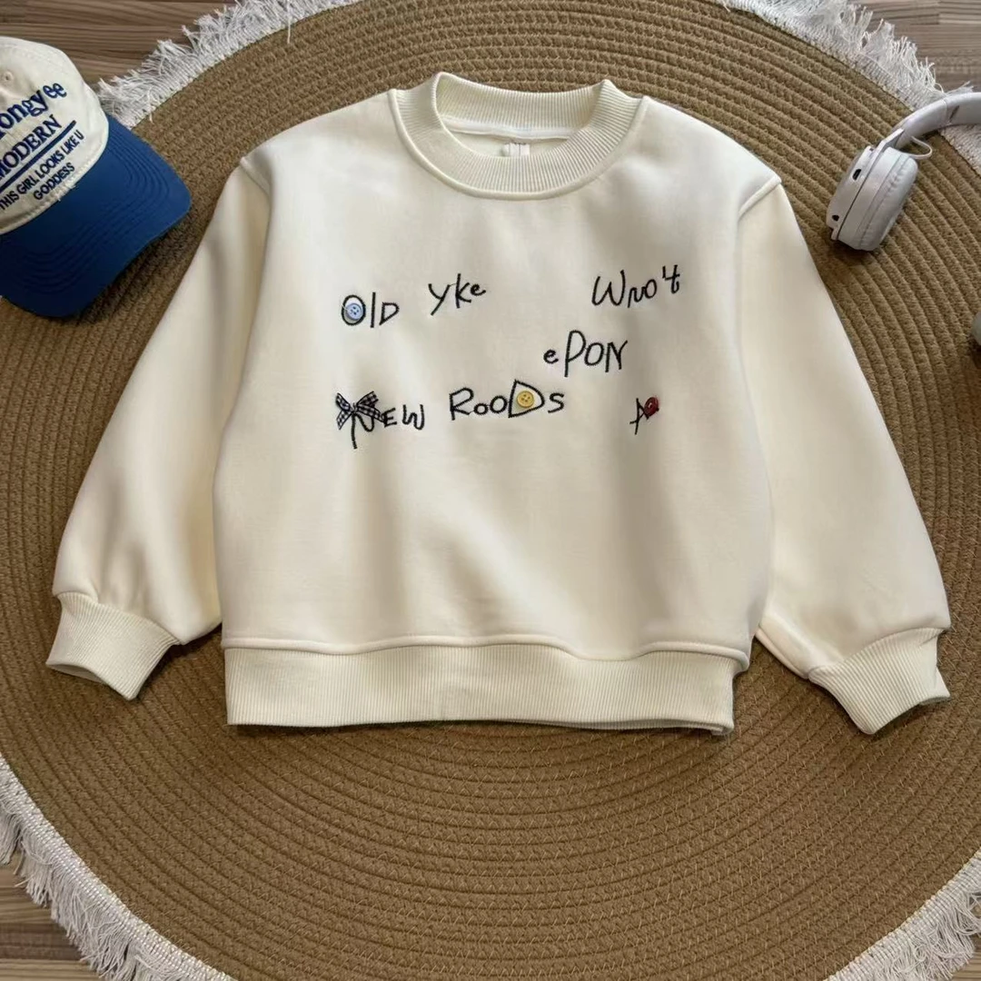 【中童】女童卫衣圆领秋冬款新款儿童打底衫宽松洋气童装HS66117