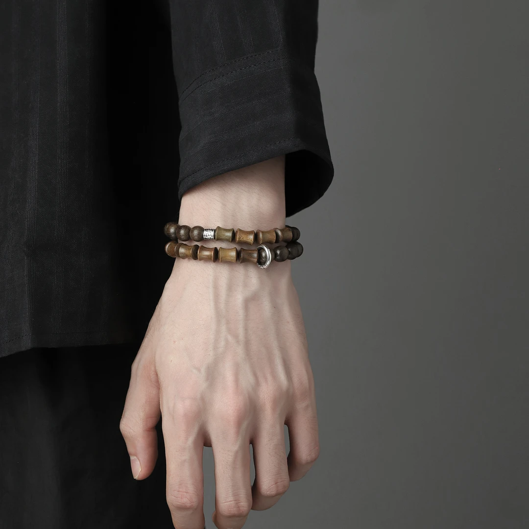 足银手链 999足银男款祥云双层手串简单大方手饰送男生FJ501521惠