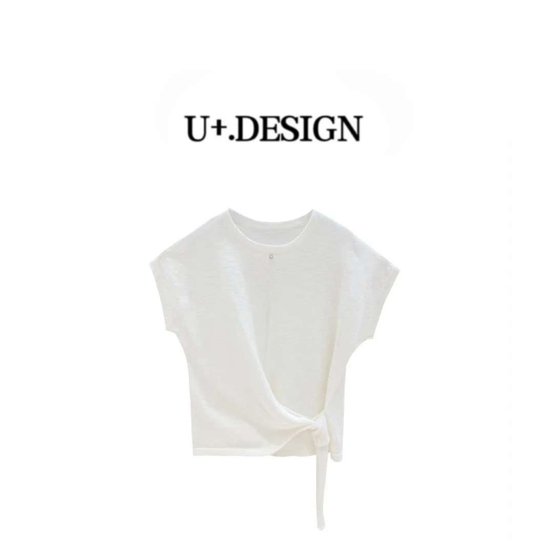 U+【艳压群芳】2025夏季新款时尚天-丝+亚麻设计师上衣H2672