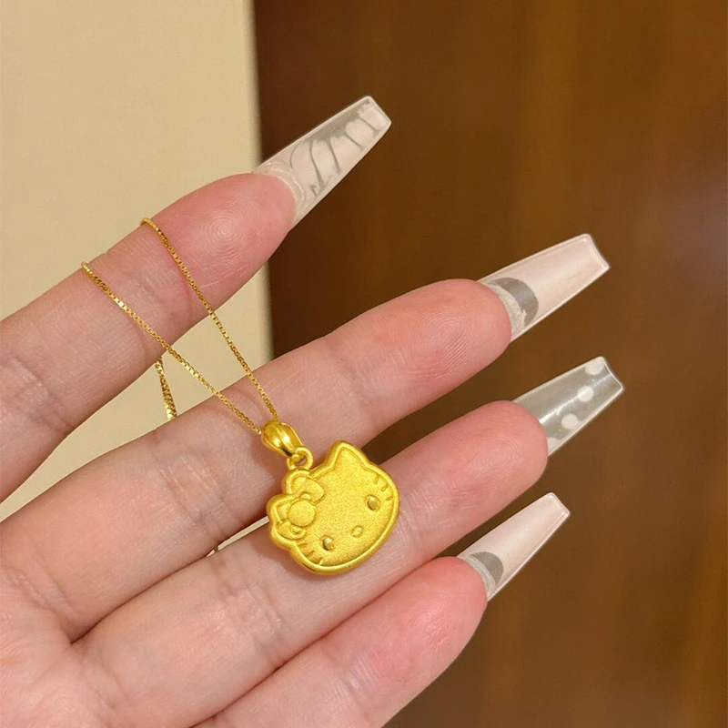 足金999黄金hellokitty吊坠新款百搭kt猫项链送女友情人节礼物