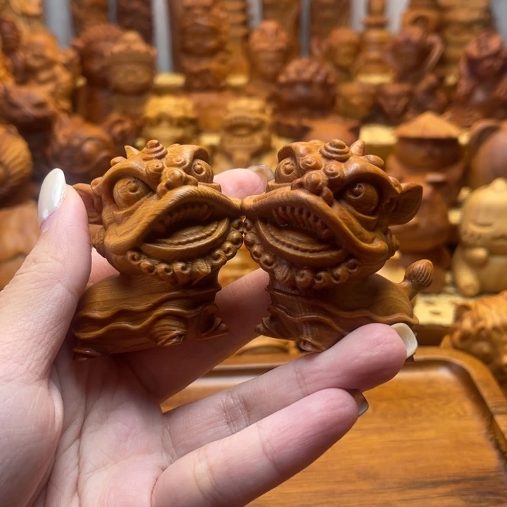 柏木（崖柏）可爱醒狮一对（清仓福利）