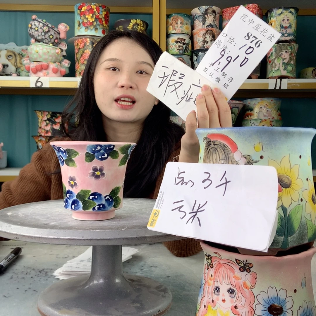 陶景德镇手工花盆876