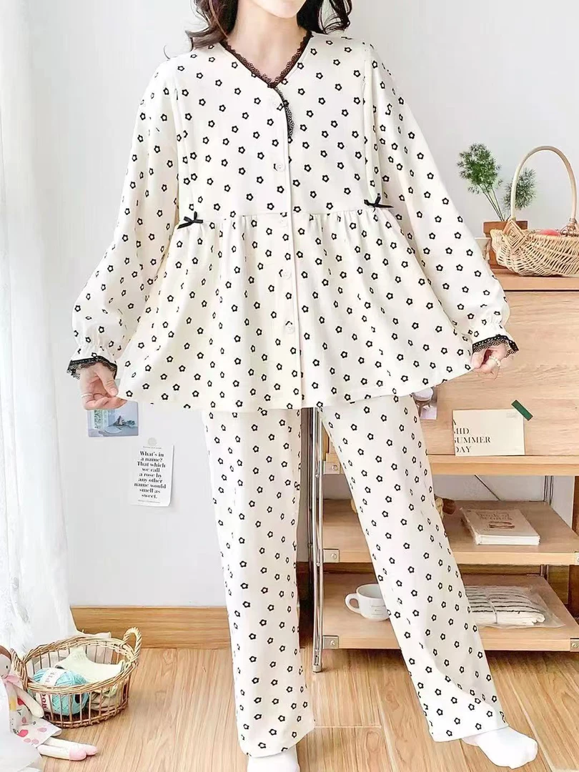 春秋季月子服长袖舒适哺乳孕妇家居服产后喂奶睡衣