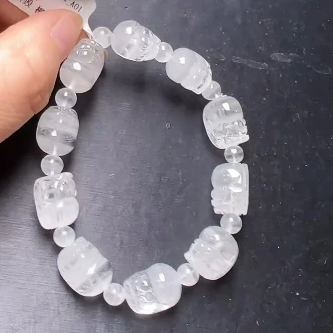 白兔毛幽灵共生貔貅手串 25-35g 多样性发一 双节