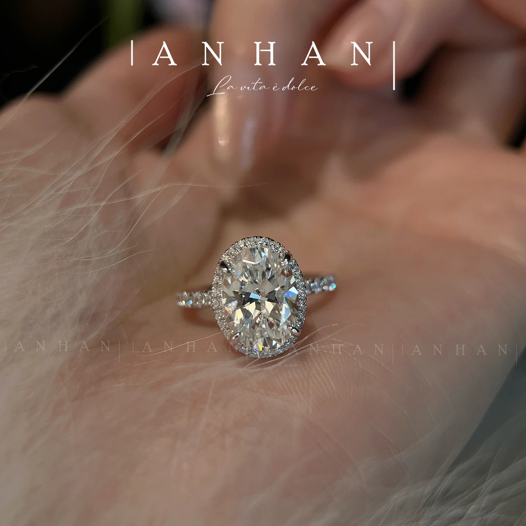 925银合成锆石戒指 达米尔斯 3.5卡温柔鸽子蛋时尚时尚百搭戒指